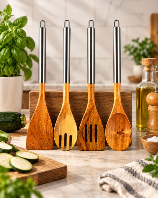 4-Piece Wooden Kitchen Utensil Set
