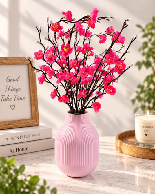 Artificial White Blossom Arrangement with Vase