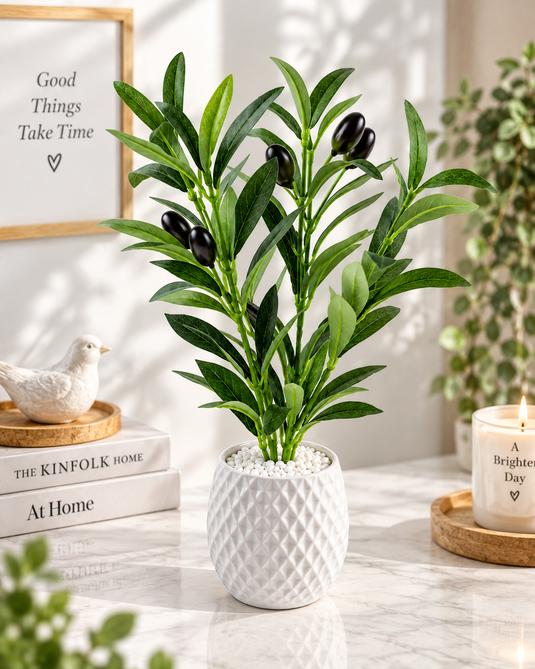 Artificial Olive Plant with Decorative Pot