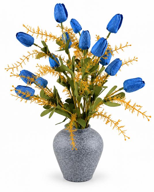Artificial Burgundy Tulip Arrangement with Vase