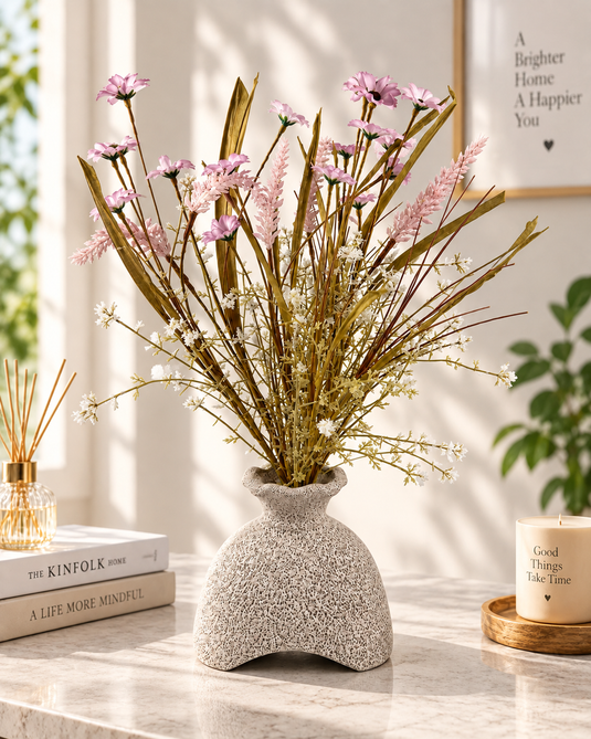 Artificial Wildflower Arrangement with Vase