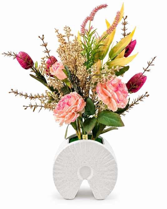 Artificial Floral Arrangement with Decorative Vase