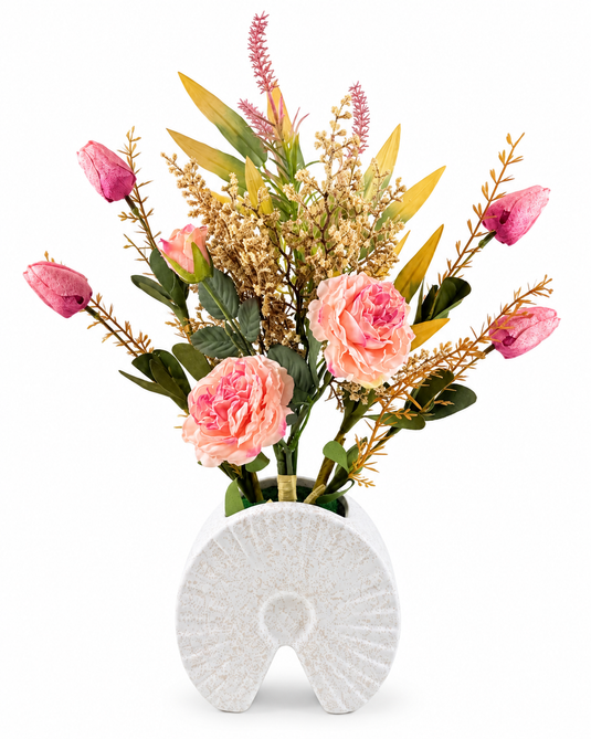 Artificial Floral Arrangement with Decorative Vase