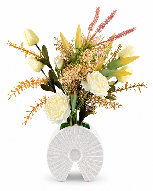 Artificial Floral Arrangement with Decorative Vase