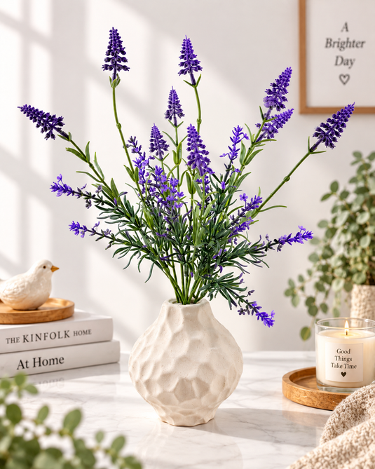 Artificial Lavender Arrangement with Decorative Vase