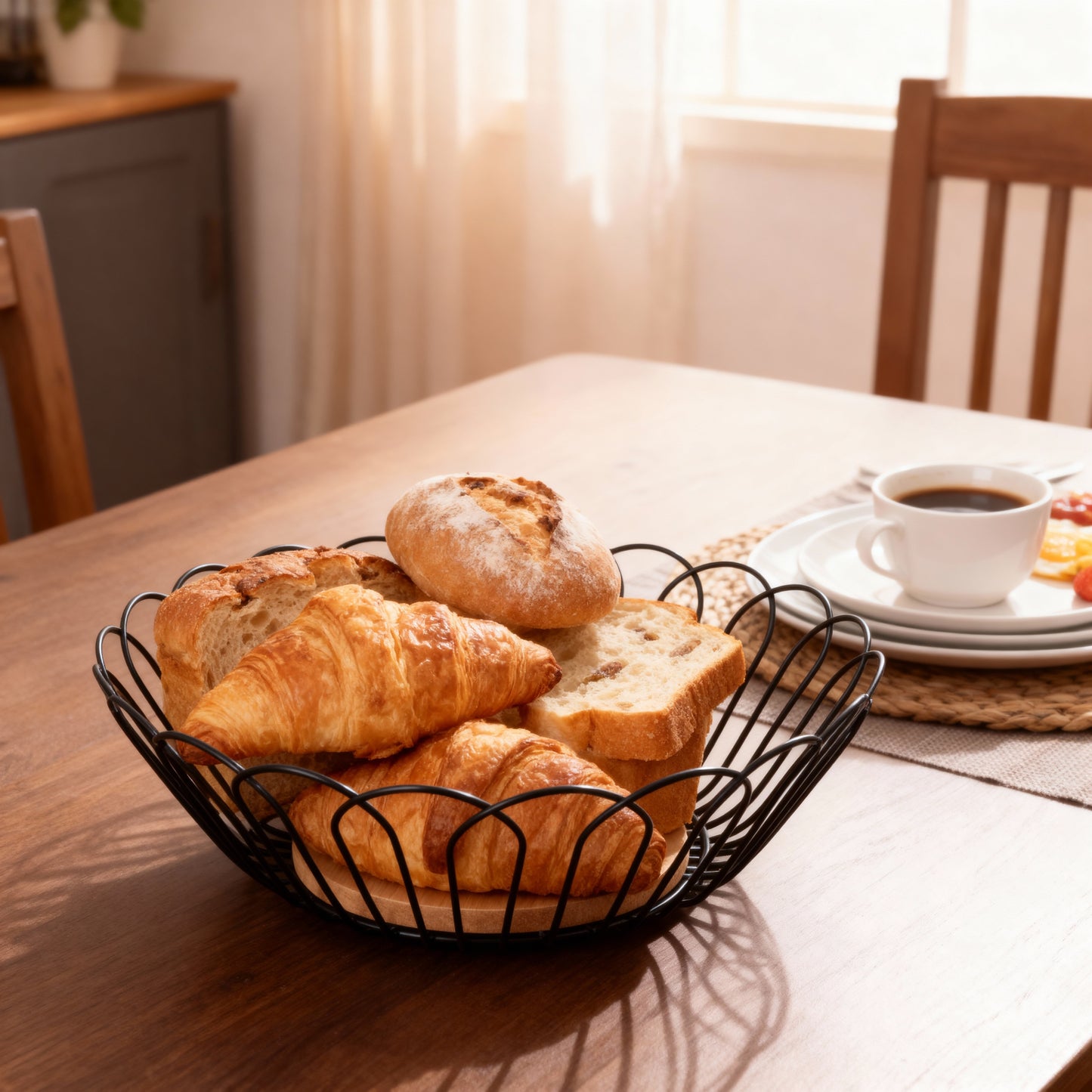 Panier à pain et pâtisseries en acier artisanal