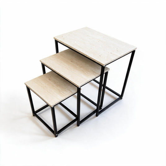 3-Piece Industrial Wood Nesting Table Set