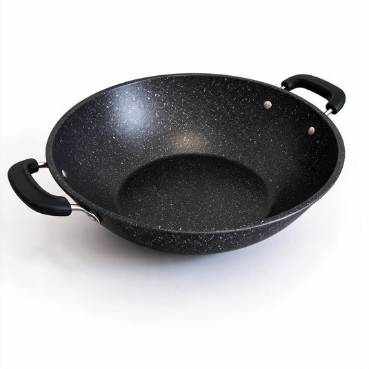Granite Non-Stick Deep Frying Pan with Black Handles