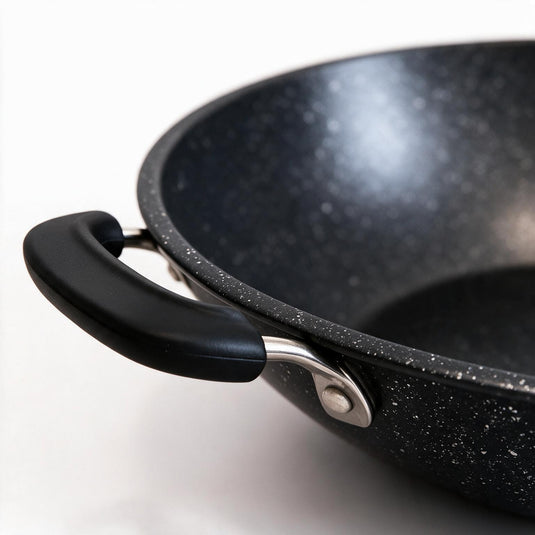 Granite Non-Stick Deep Frying Pan with Black Handles