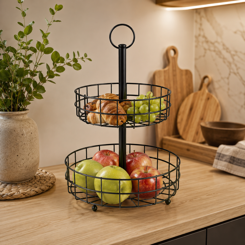 2-Layers Elegant Metal Fruit Holder