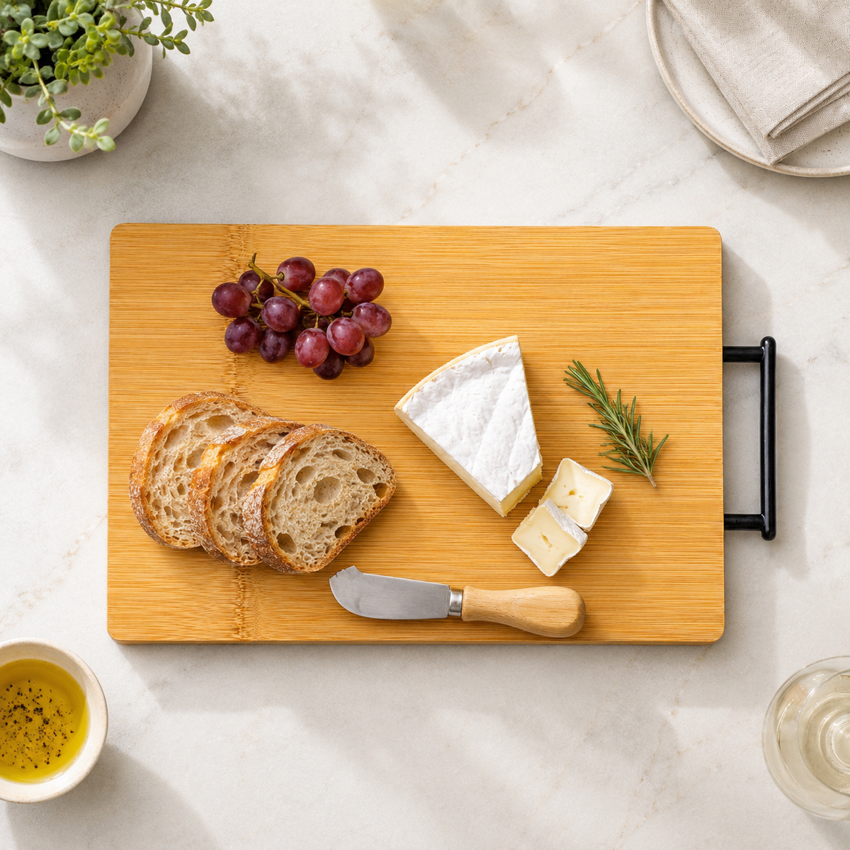 Bamboo Cutting Board with Plastic Handle