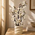 Artificial White Cherry Blossom Plant with Square Pot