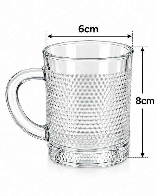 Clear textured glass tea cup 6 cm x 8 cm