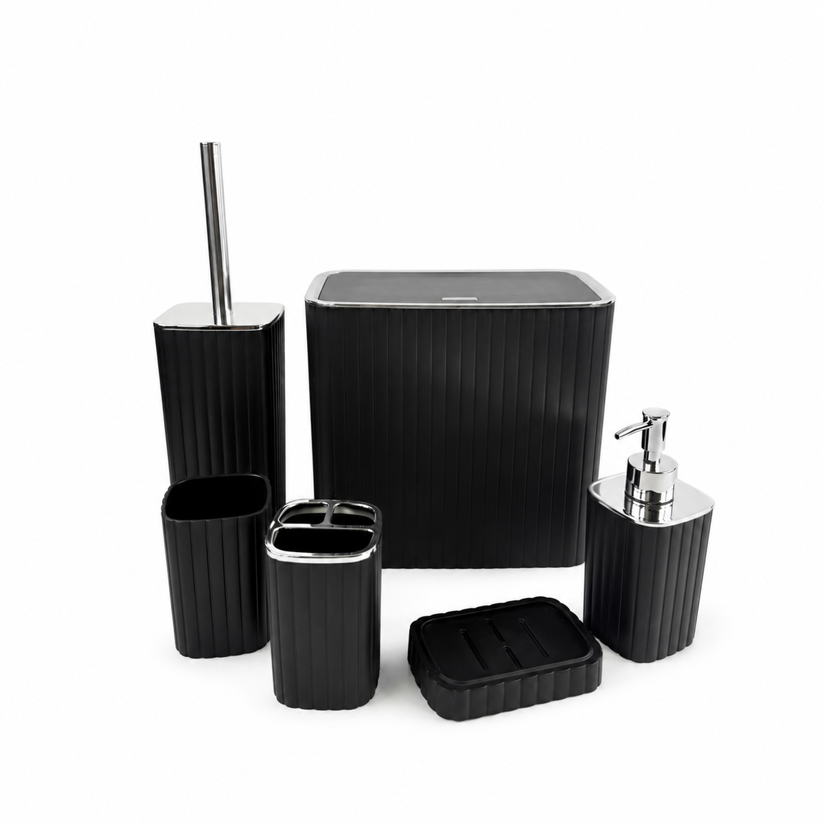 6-Piece Modern Bathroom Accessory Set - Rectangle