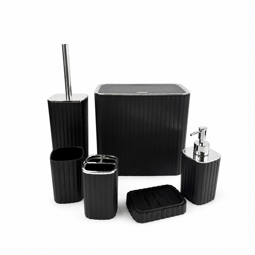 6-Piece Modern Bathroom Accessory Set - Rectangle