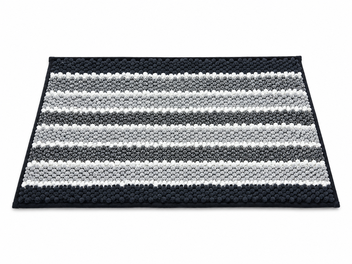 Soft Absorbent Striped Chenille Bathroom Mat