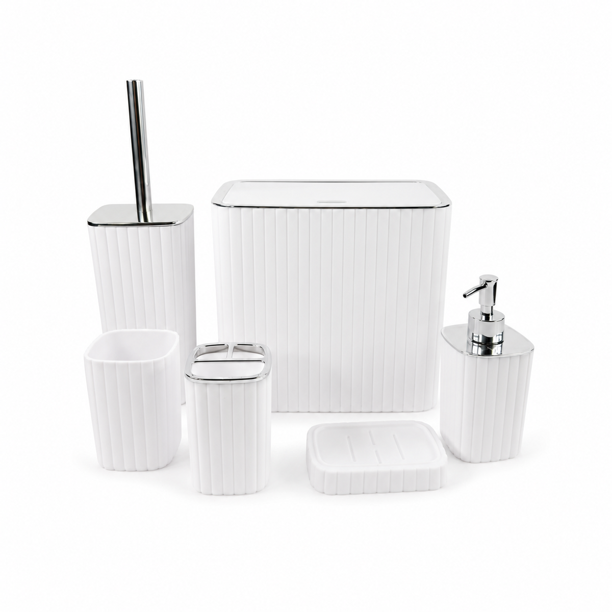 6-Piece Modern Bathroom Accessory Set - Rectangle