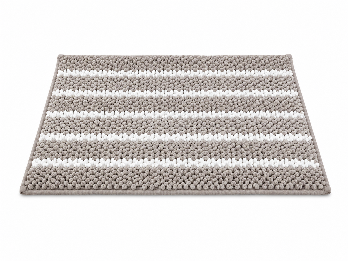 Soft Absorbent Striped Chenille Bathroom Mat
