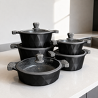 Vicalina 5-Piece Granite Non-Stick Cookware Set – Black