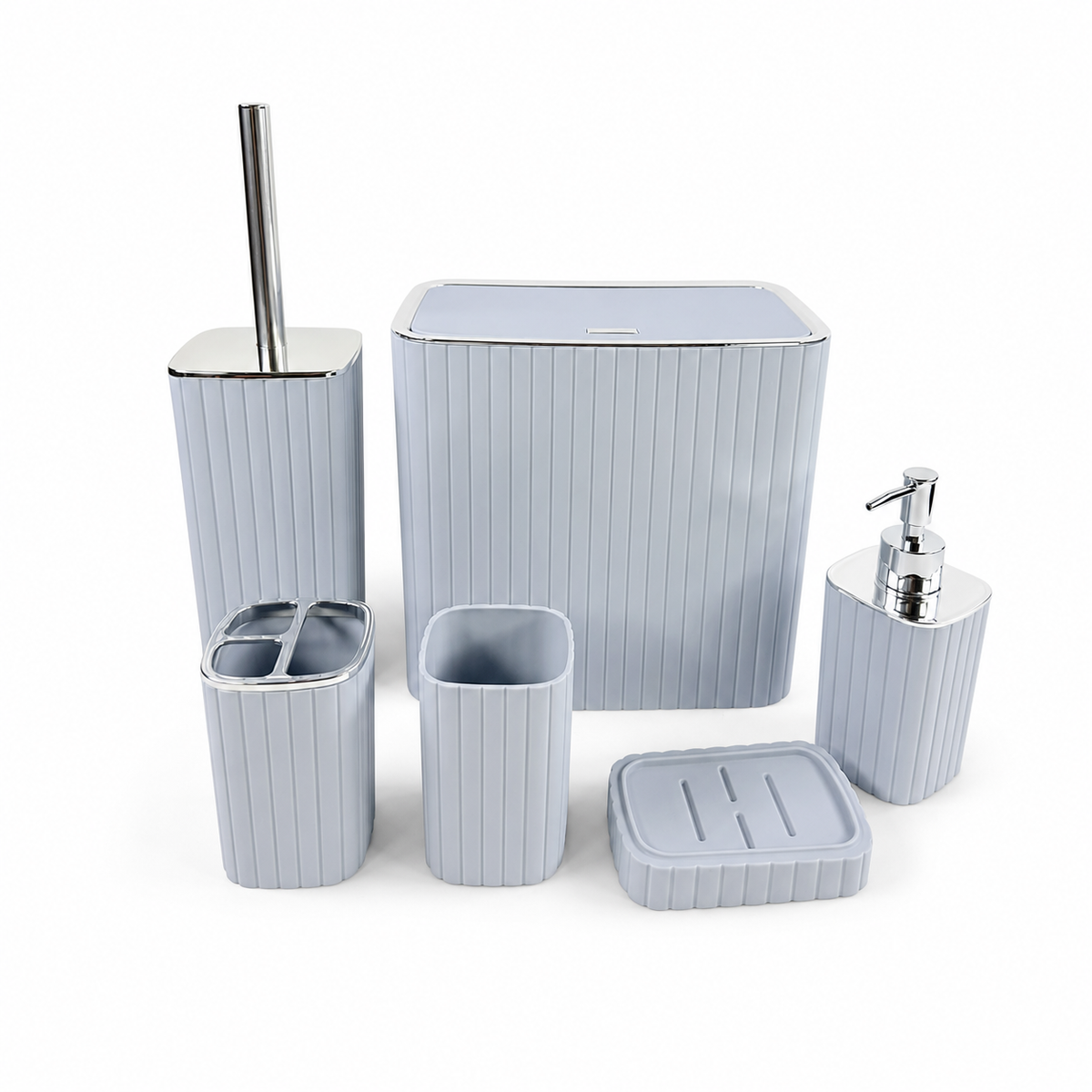 6-Piece Modern Bathroom Accessory Set - Rectangle