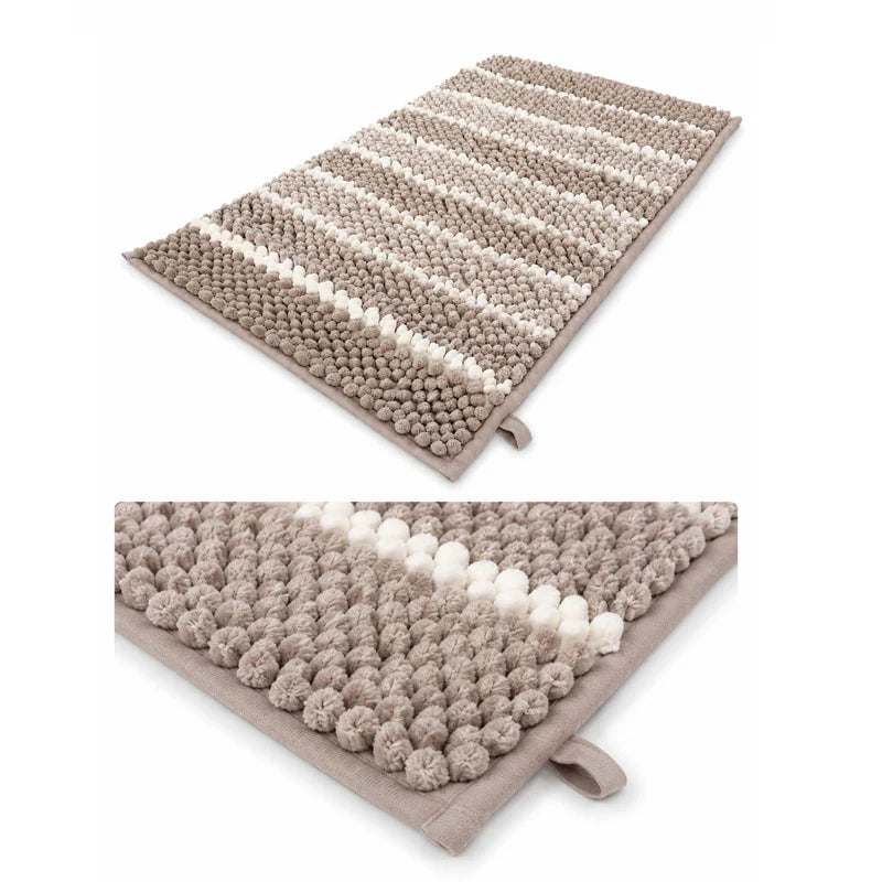 سجادة حمام شانيليا مخططة ناعمة عالية الامتصاص