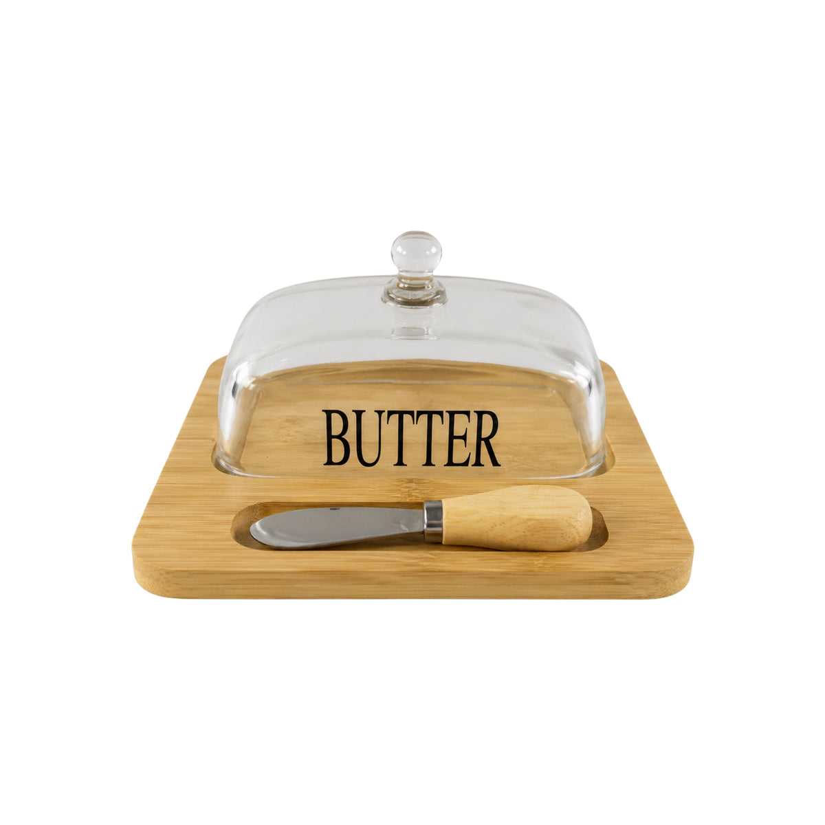 Bamboo Butter Dish with Clear Lid