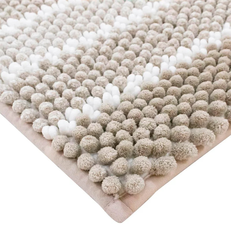 Soft Absorbent Striped Chenille Bathroom Mat
