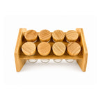 Glass Spice Jar Set with wooden Rack 8-Piece