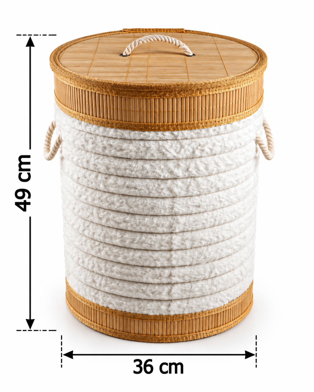 Bamboo-Trimmed Laundry &amp; Storage Basket with Lid - Round