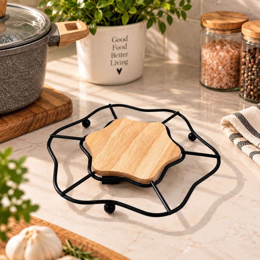 Metal &amp; Wooden Pot Trivet
