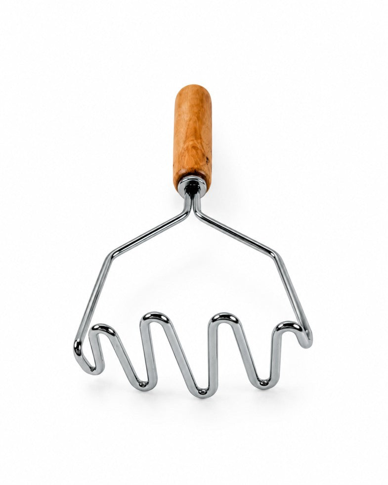 Stainless Steel Potato Masher with Wooden Handle