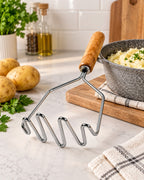 Stainless Steel Potato Masher with Wooden Handle