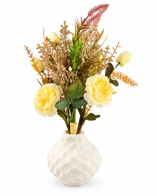 Artificial Floral Arrangement with Ceramic Vase
