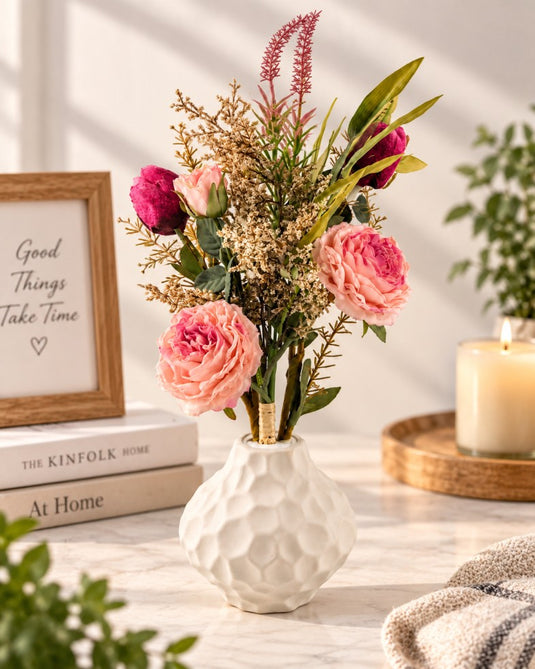 Artificial Floral Arrangement with Ceramic Vase