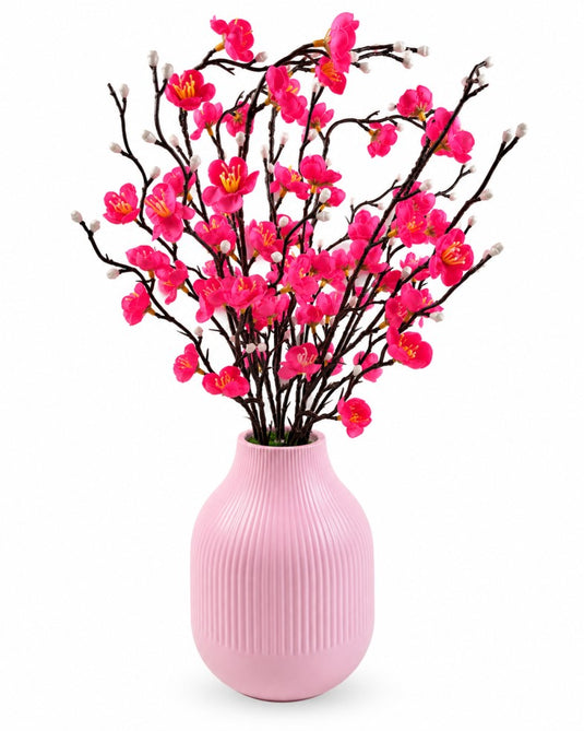 Artificial White Blossom Arrangement with Vase