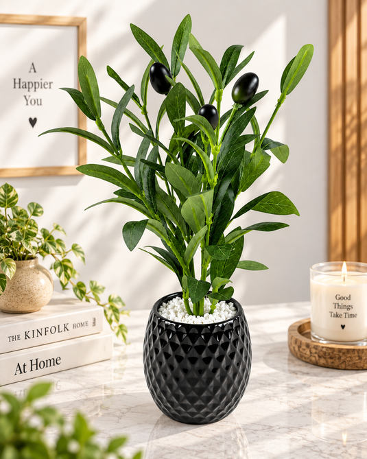 Artificial Olive Plant with Decorative Pot