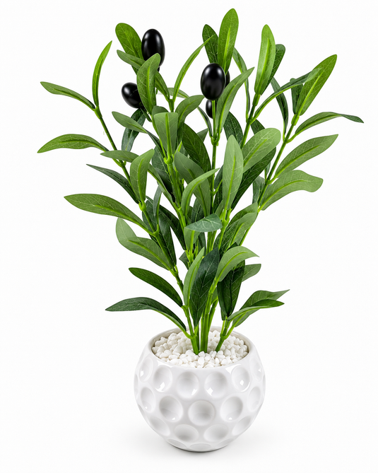 Artificial Olive Plant with Decorative Pot – 30cm