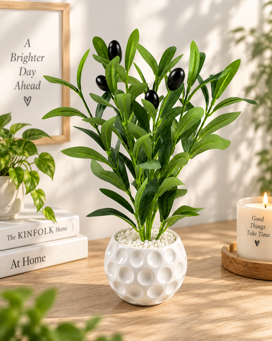 Artificial Olive Plant with Decorative Pot – 30cm