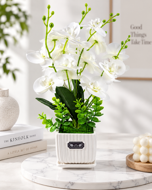 Artificial Orchid Arrangement with Pot