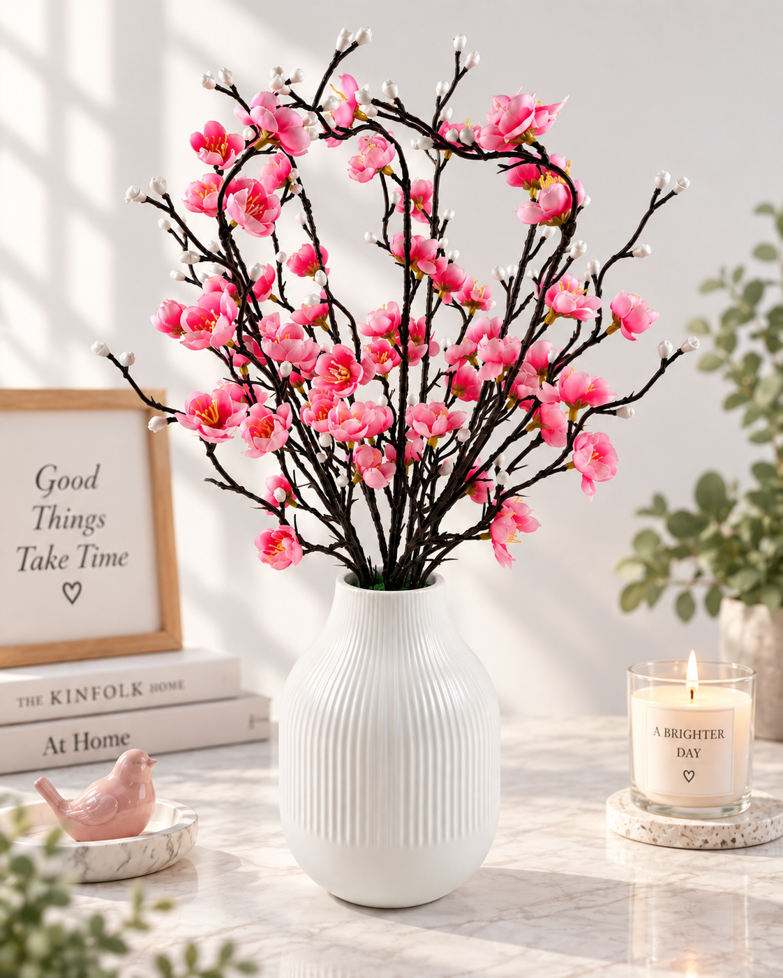 Artificial Blossom Arrangement with Vase