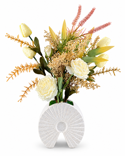 Artificial Floral Arrangement with Decorative Vase