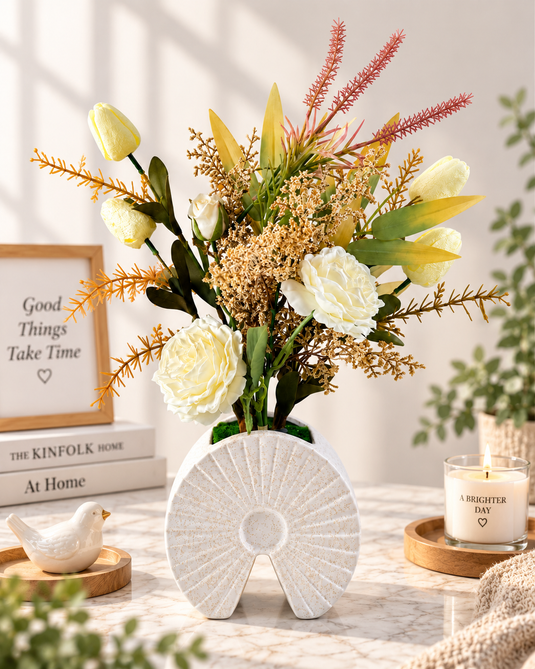 Artificial Floral Arrangement with Decorative Vase