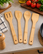 4-Piece Natural Bamboo Kitchen Utensils Set