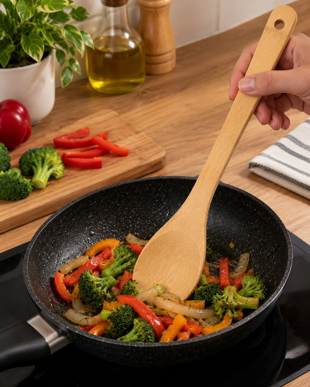 4-Piece Natural Bamboo Kitchen Utensils Set