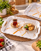 Gold marble design melamine serving tray