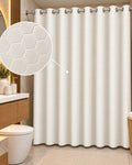 White honeycomb textured shower curtain