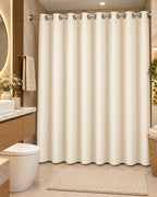 Cream honeycomb textured shower curtain