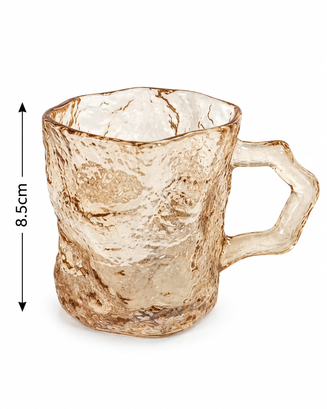Amber textured glass mug 8.5 cm