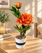 Artificial peony flower plant orange 38 cm