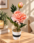 Artificial peony flower plant pink 38 cm